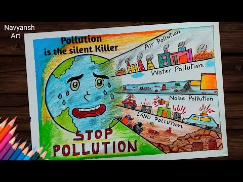 Stop Pollution poster drawing / National Pollution Control Day drawing / Types of Pollution drawing