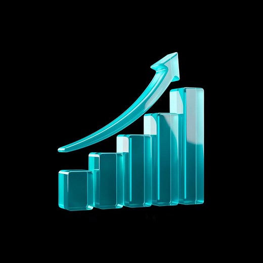 3D Glass Bar Chart with Upward Trend Arrow | Free Stock Video Footage