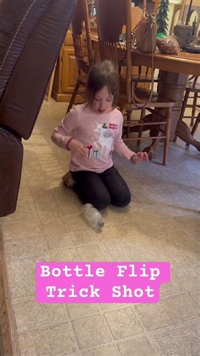 Bottle Flip Trick Shot! SHE DID IT!!! #trickshots #bottleflip #viralshorts #fyp #viralshots