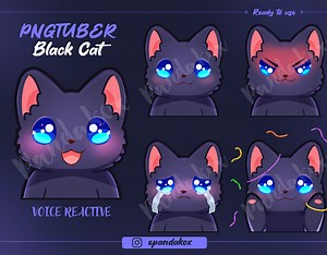 Black cat PNGtuber for twitch stream - Naomi Febrero Zamarrón