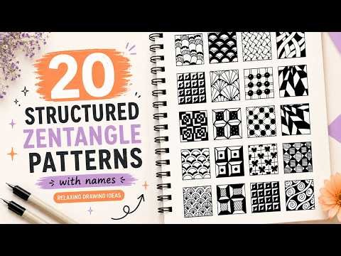 20 Structured Zentangle Patterns with Names