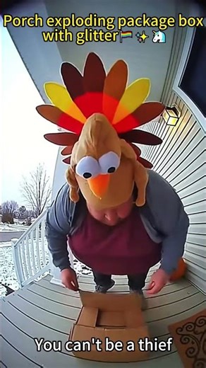 Porch exploding package box, prank 😁#porchpiratecaught #glitter #prank