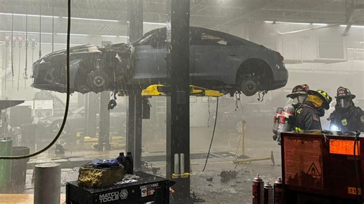 Electric car ignites at dealership, highlights firefighting challenge