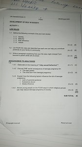 Life Orientation/Grade 10DEVELOPMENT OF SELF IN SOCIETYACTI... | Filo