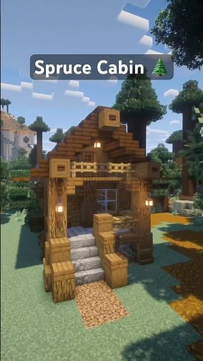 Spruce Log Cabin Design 🌲💙 #minecraft #minecraftbuilds