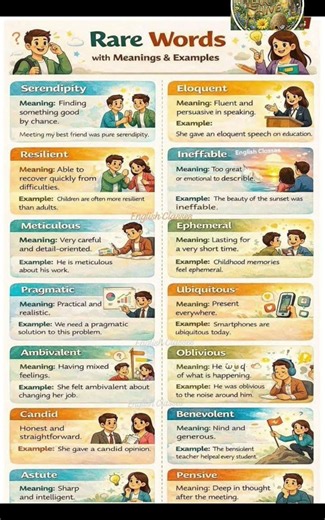 Rare words with , meaning and examples 🌸 #vocabulary #learningenglish #communicationskills