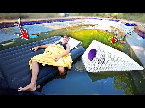 24HR OVERNIGHT FISH TRAP CHALLENGE IN ABANDONED POOL!?!