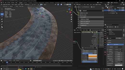 Blender程序化道路生成器资产预设 Procedural Road Generator Geometry Nodes For Blender 3.5