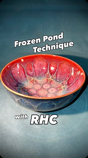Samy Boulos - Pottery on Instagram: "End Result included!🔥 My first „Frozen Pond“-Style glazing using RHC (Running Hot Chowder)!🤩🤩🤩 I was SO excited to finally try this out — and went for the classic combo for outside (Obsidian-based), and a more colorful one for inside (Snapdragon-based). And WOW!! I was SO HAPPY when I opened the kiln!! 😅🥹🥲 I‘m in love with the way RHC flows and expands and interacts with the neighbouring RHC-dots — just 