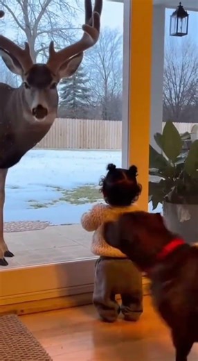 Toddler's Magical Winter Encounter with a Deer!