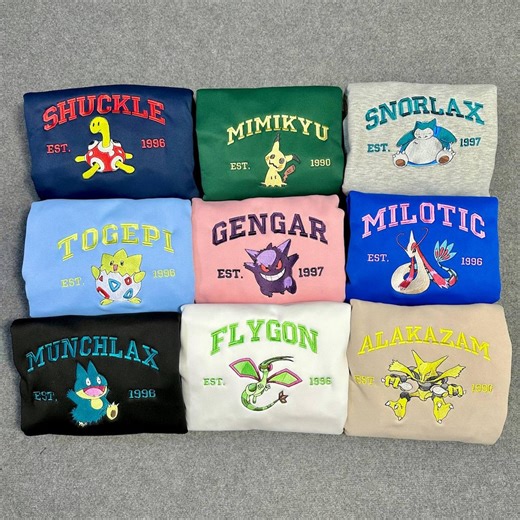 Buy Poke Character Embroidered Sweatshirt, Anime Lover Shirt, Gift for Him, Gengar Eevee Charizard Fans Gift Online in India - Etsy