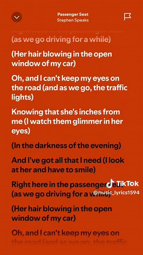 Passenger Seat by Stephen Speaks - Full Song Lyrics