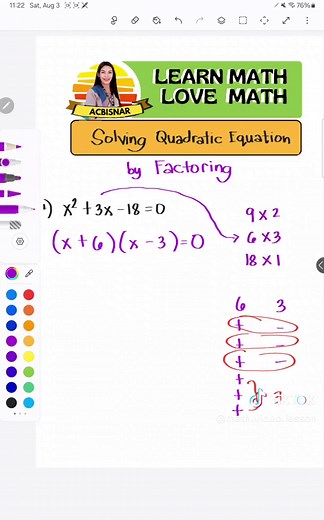 Solving Quadratic Equation by Factoring Grade 9 Math #mathteacher #mathtricks #mathlessons #mathhelper #mathhack #mathtutorial #mathtutor #grade9students #quadratic #quadraticEquation