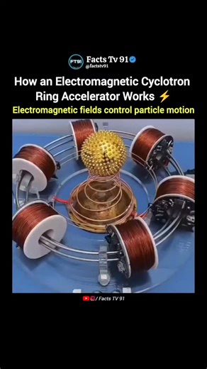 How an Electromagnetic Cyclotron Ring Accelerator Works This setup demonstrates how an electromagnetic cyclotron ring accelerator works. Electric fields push charged particles forward, while magnetic fields bend their path into a circular motion. With each rotation, particles gain more energy — accelerating without physical contact. Pure physics. Precise control. In this video: • cyclotron ring accelerator • electromagnetic acceleration • particle motion control • applied physics experiment 👉 F