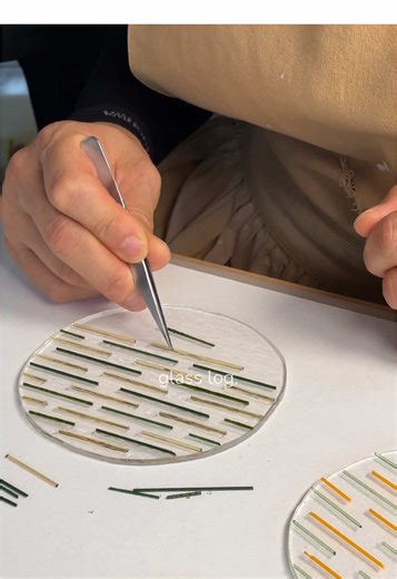 Glass plate in progress. Cutting and arranging stringers. #glass #glassart #glassmaking #process #craft