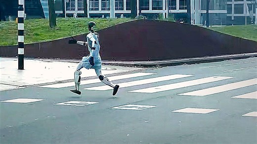 Robo workout! Humanoid robot seen running through streets