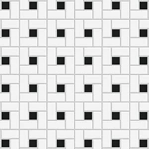 SomerTile FKOMSP20 Retro Spiral Porcelain Floor and Wall Tile, 12.5" x 12.5", White/Black