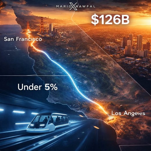 Boring Company Hyperloop. From LA to SF could cost under 5% of $126B.Same route. Different mindset. Faster build. Lower cost.High-speed rail is still burning billions on “planning.”Make that make sense.@boringcompany