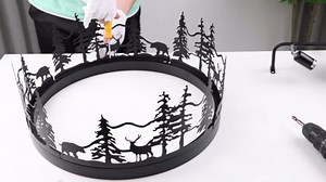 Farmhouse Rustic Ceiling Fan with Light and Remote, Black Chandelier Fan with Bear and Deer Design, Adjustable Height, Rustic Chandeliers for Living Room, Bedroom, Hallway, Entryway Lighting