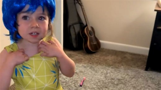 Little girl twirls in her Halloween costume and ends up taking a fall