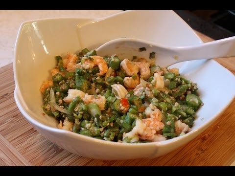 Fry Okra With Shrimp.