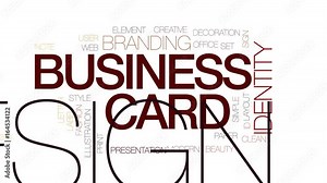 Business card animated word cloud, text design animation. Kinetic typography.