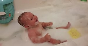 Baby Laughs Uncontrollably At Bath Time