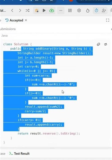 LeetCode 67 Add Binary 🚀 | Binary Addition Interview Trick in #coding #programming #java