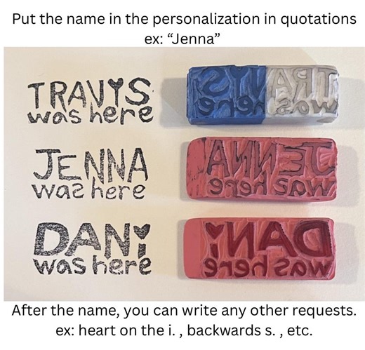 Custom “NAME Was Here” Hand Carved Eraser Stamps - Etsy