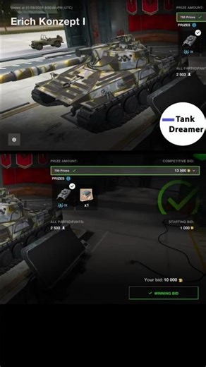 Won The Erich Konzept 1 At Auction and First Battle. Wot Blitz