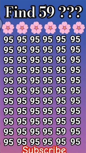 find the 59 number #mind game #puzzle #shorts video
