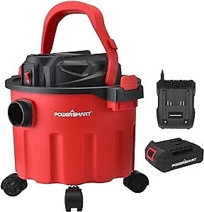 PowerSmart HEPA Cordless Shop Vacuum Cleaner, 2.6 Gallon, 20V, with 1.5Ah Battery and Charger, Portable Shop Vac