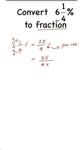 How to convert mixed percentage to fraction #percentage #fraction