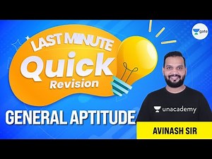 Last Minute Quick Revision of General Aptitude | Avinash Singh | Unacademy GATE - CE, CH