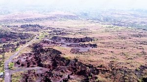 Natural scenery with drones on deforested mountains Beautiful and natural Asian sand mining