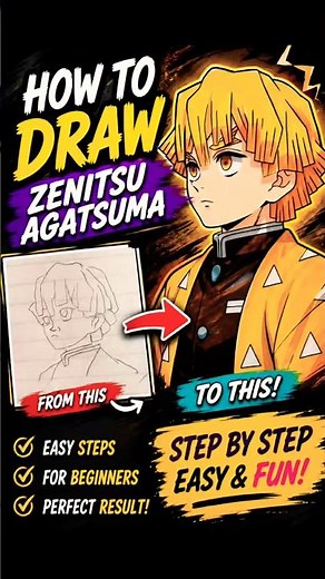 Watch Me Draw Zenitsu Step by Step! ✍️⚡