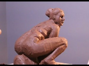 Squatting Female clay sculpture diy