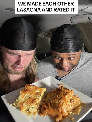 Episode 67 of cooking for each other and rating it 👀 Lasagna Edition Pt 2 🍝😬 Leave a comment letting us know what you want to see us make next 🖤 #lasagna #eatingshow #foodtok #foodbattle #tastetest