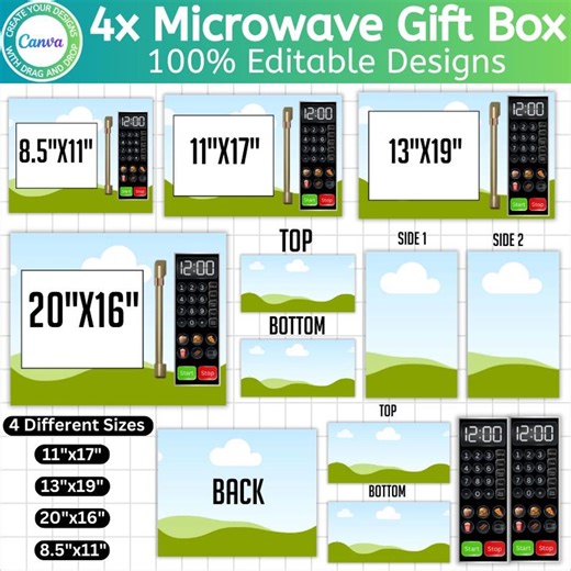 Microwave Gift Box Template, Canva Editable Easter Box, Foam Board Party Favor Gift Box, Party Gift Packaging Design, Instant Download - Etsy