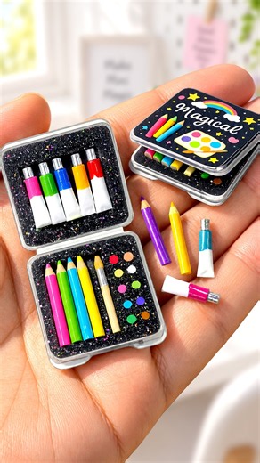 DIY Miniature Paint Set for Barbie! 🎨✨ Miniature Stationery #shorts #craft #diy #youtubeshorts #cute