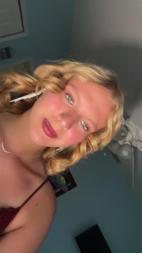 Senior prom!! (Brushed out those curls later on)!