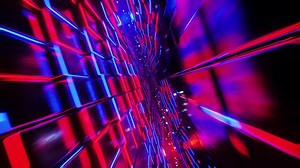 Flying along a corridor of glowing cubes. Infinitely looped animation.