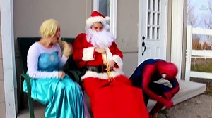 Evil Elsa KIDNAPS SANTA CLAUS! w_ Spiderman Frozen Elsa & Anna Superman Witch! Superhero Fun  -)-01g