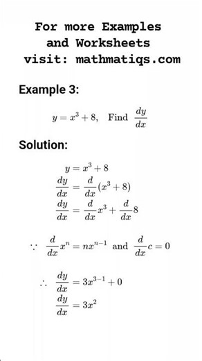 Basic Differentiation || Derivative of x^3+8 #shorts #maths #mathmatiqs