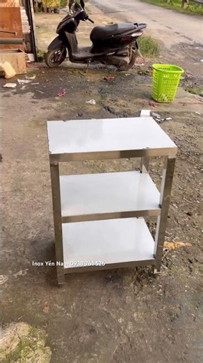 3-Tier Stainless Steel Table: Maximizes vertical space utilization. #STAINLESSSTEELTABLE #3tiertable