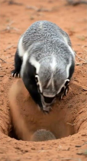Honey Badger Don't Care! The badger challenges a hedgehog underground, ignoring the spikes 🤯