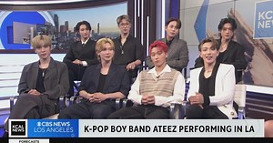 K-Pop band, Ateez came by ahead of their performance at Crypto Arena for KCON