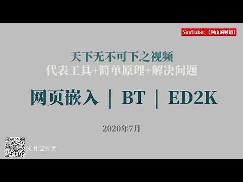 天下无不可下之视频，网页嵌入+BT+ED2K，全都难不倒你。并且告诉你：如何设置和解决问题，还有BT和ED2K的区别，以及为什么只用迅雷搞不定所有资源——原罪啊！