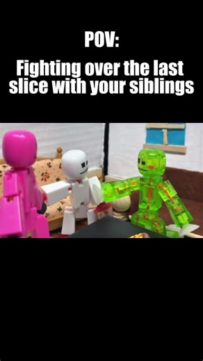 POV: Fighting with over the last slice. | stop motion | #stopmotion #stikbot