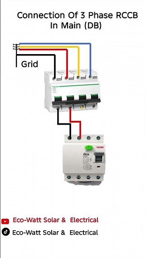 3 Phase RCCB Connection in Main DB | Complete Wiring Diagram 3 Phase RCCB Installation#electrician